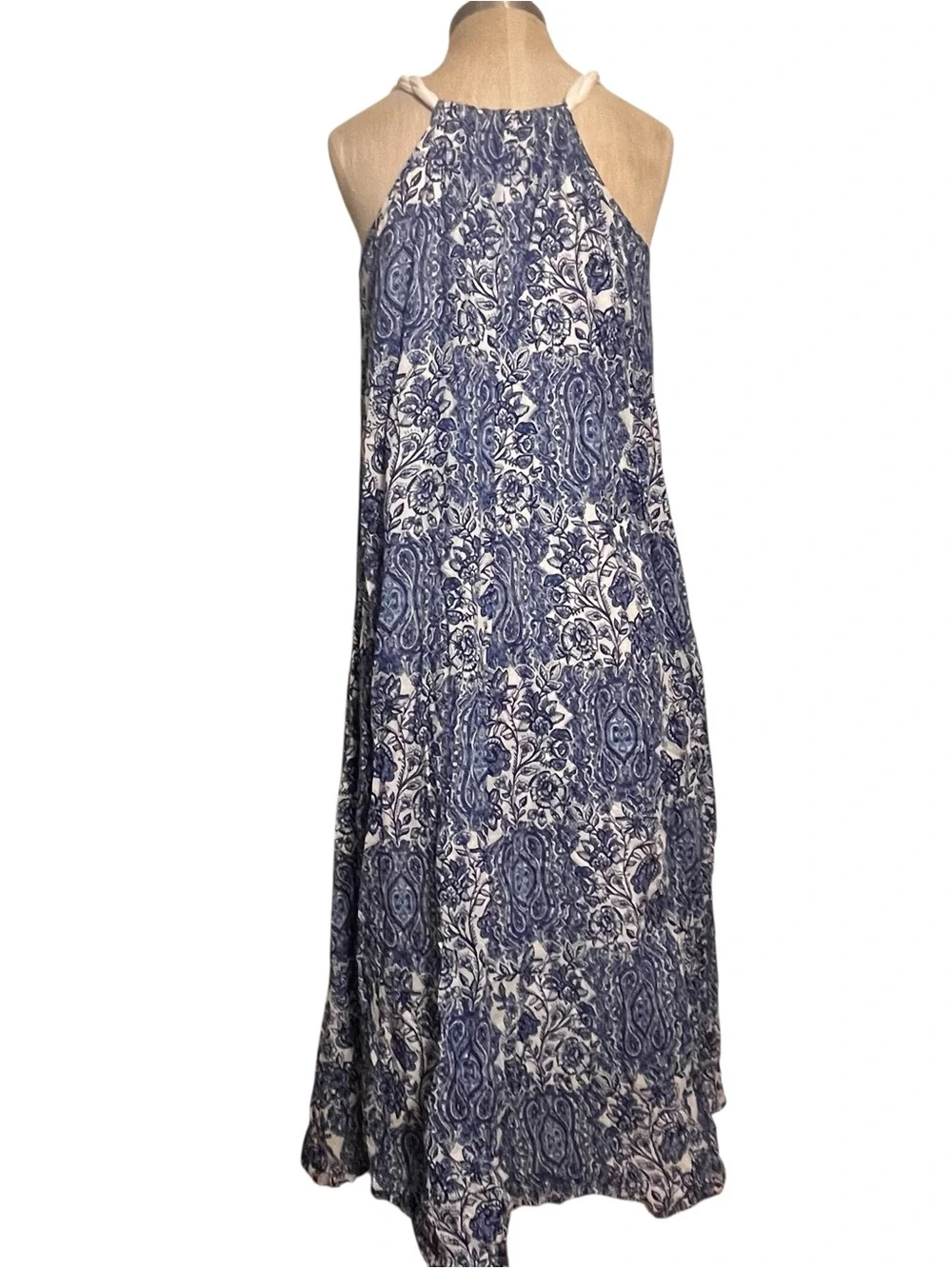 Garnet Hill Cotton Gauze Cover Up Maxi Midi Crinkle Sundress Dress Print — PM - Picture 7 of 13